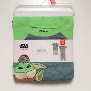 Star Wars * The Mandalorian 4-Piece Kids Cotton PJ Set. Green Gray SZ 4 Bg920